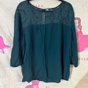 Old Navy Dark Green Lace Blouse